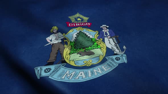 State Flag of Maine Waving in the Wind