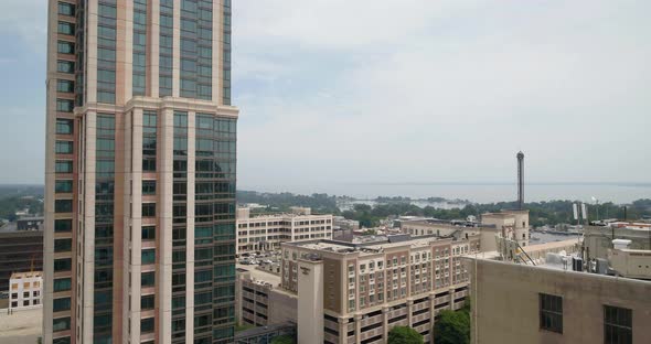 Flying Over New Rochelle by the Water in New York