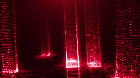 Digital Business Hologram City Red