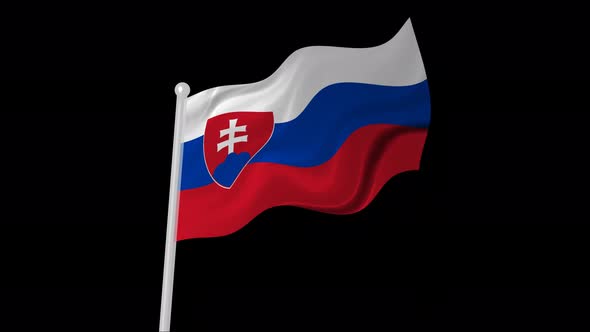 Slovakia Flag Flying Animated Black Background