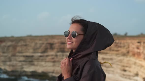 Woman is Amazed with Sea and Island Beauty