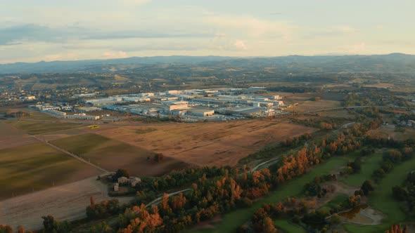 Aerial view of pharmaceutical company