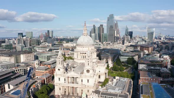 Aerial View of Saint Pauls Cathedral Old Baroque Religious Building