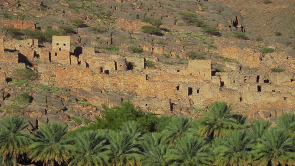 Abandoned Village Ruins of Riwaygh as-Safil in Necrosis Valley in Oman