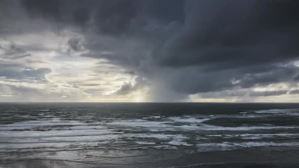 Rainy weather by the sea timelapse