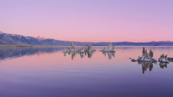 Nature Background Footage, Aerial View of Pink Lake in USA at Sunrise