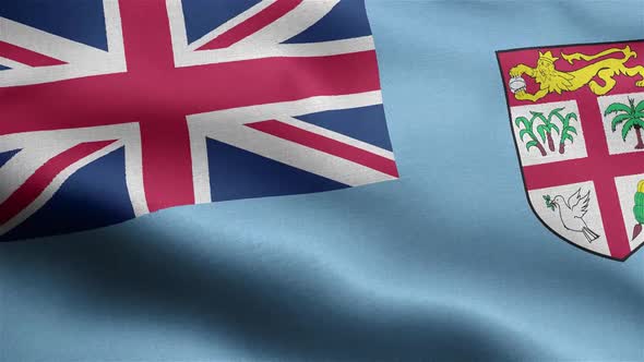 Fiji Flag Seamless Closeup Waving Animation