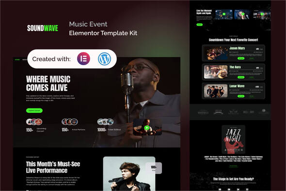 Soundwave – Music & Events Elementor Pro Template Kit – 0 Sold!