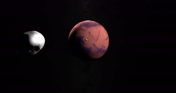 Deimos and Phobos Orbiting around Mars planet