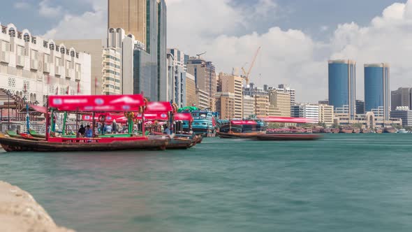 A Water Taxi Boat Station in Deira Timelapse