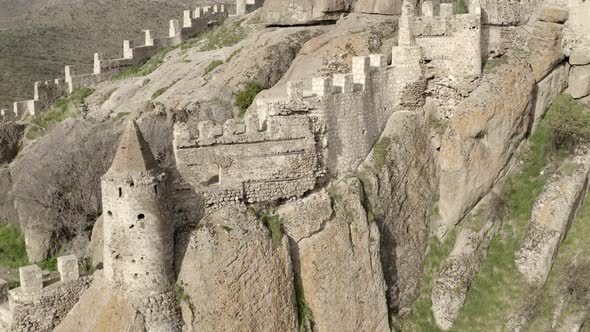 Aerial view of Afyon castle walls