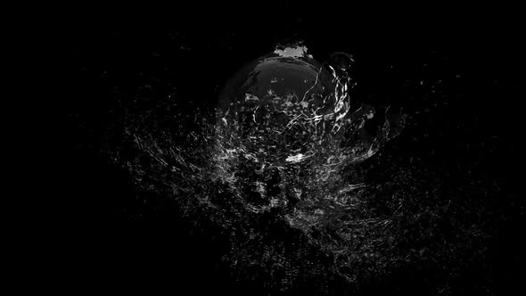 Water or liquid fluid splash in slow motion on black, 3d render, 3d animation alt