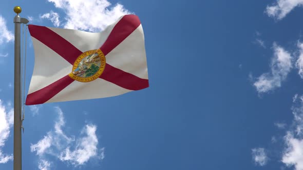Florida State Flag (Usa) On Flagpole