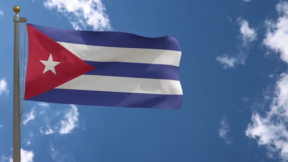 Cuba Flag On Flagpole