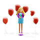 3D Woman Character Holding a Rose with Balloons for Animation and Game Projects - 3DOcean Item for Sale
