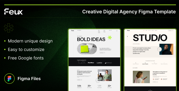 Feux – Creative Digital Agency Figma Template – 0 Sold!