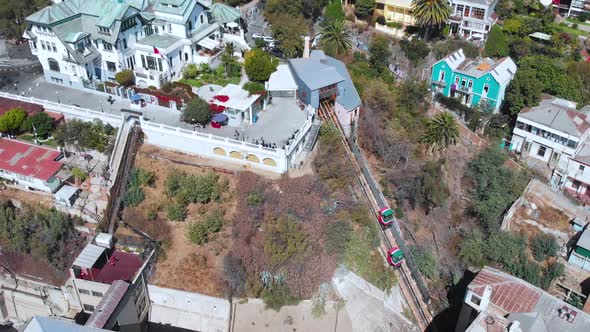 Funicular to the hill, Baburizza Palace (Valparaiso, Chile) aerial view