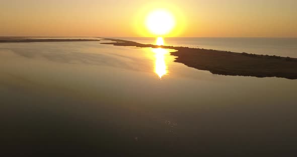 Aerial View of Tuzly Estuary National Nature Park Near By Black Sea Coast Ukraine