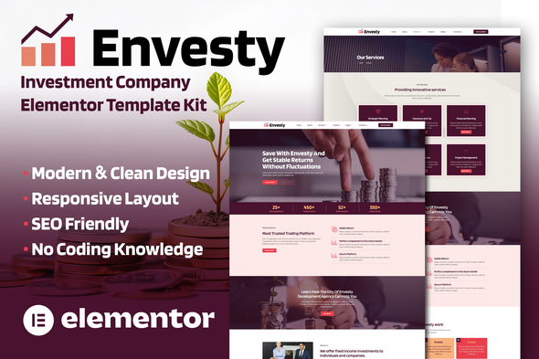 Envesty – Finance & Investment Company Elementor Template Kit – 0 Sold!