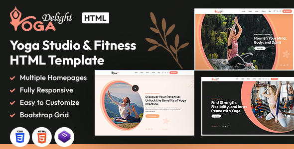 Yoga Delight | Yoga Studio & Fitness HTML Template – 0 Sold!