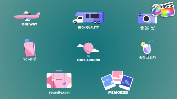 Travel Icons And Titles for FCPX alt