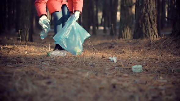 Clean Collects Garbage Plastic Empty Bottles. Ecology Volunteer Awareness Pollution. Save Planet.