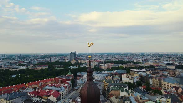 Beautiful Evening in Riga Cityscape Footage with the View of the City and River