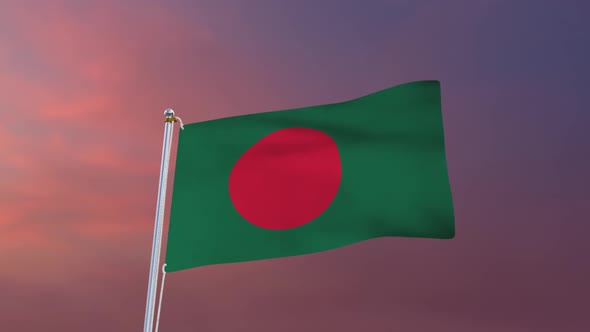 Flag Of Bangladesh Waving