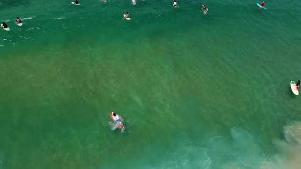Surfers Surfing in Haifa Israel