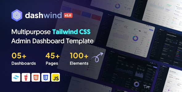 DashWind – Multipurpose Tailwind CSS Admin Dashboard Template – 0 Sold!