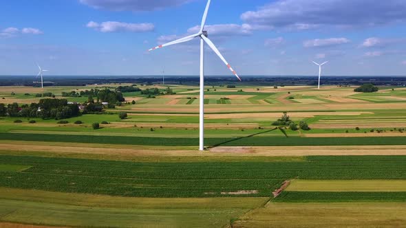 Arrays of Large Turbines From a Drone in Summer