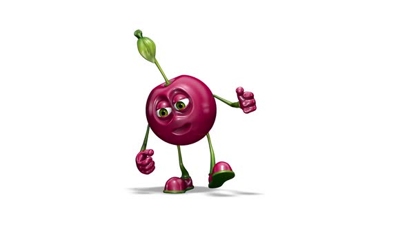 Comic Cherry  Looped Dance on White Background