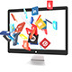 Monitor Scene with 3d Social Icons - 3DOcean Item for Sale