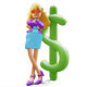 3D Businesswoman Character Leaning on Dollar Sign for Animation and Game Projects - 3DOcean Item for Sale