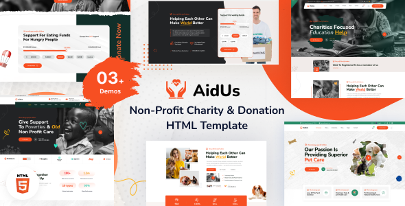 AidUs – Fundraising & Charity HTML Template – 0 Sold!