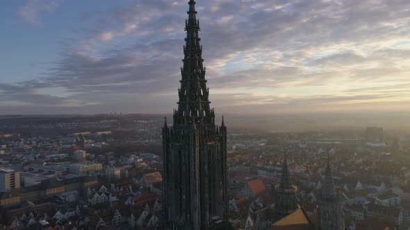 Ulm Minster Sunrise with Drone