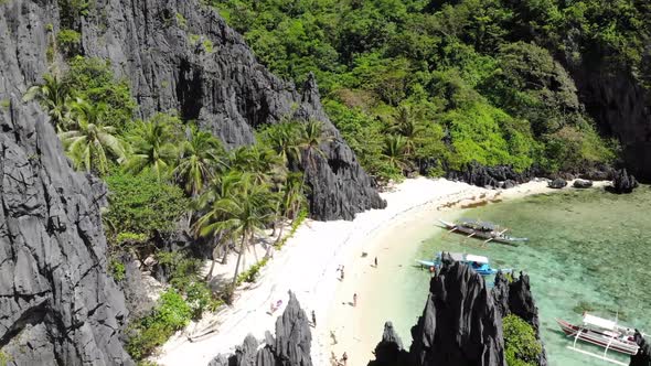 Aerial view of Tourists at the Beach