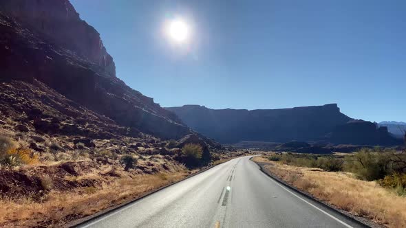 Driving through the amazing landscape near Moab Utah