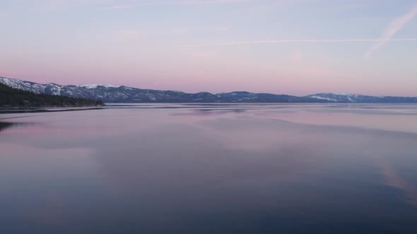 Lake Aerial At Dusk