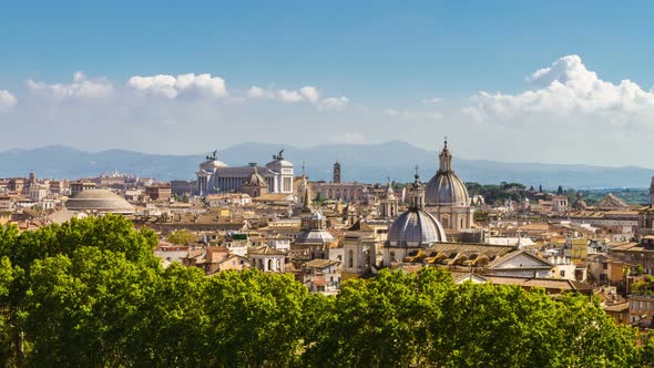 Time Lapse of Rome Skyline in Panoramic View