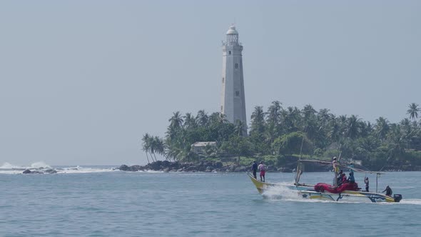 South Asian Catamaran Fishing Speed Boat Travels Out To Sea