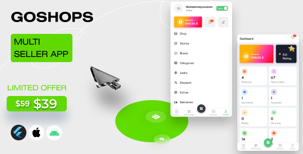 GoShops - Multivendor e-commerce marketplace Seller app (iOS & Android)