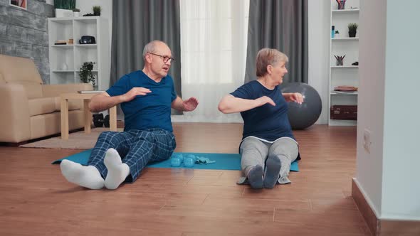 Cheerful Senior Couple Exercising