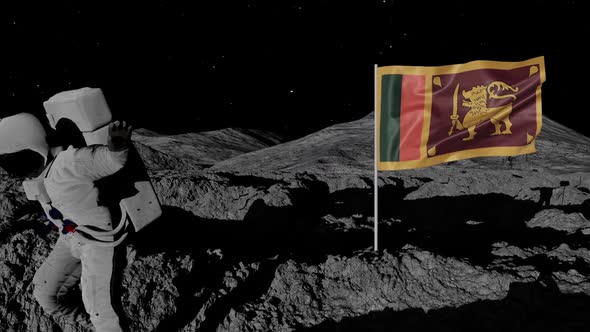 Astronaut Planting Sri Lanka Flag on the Moon