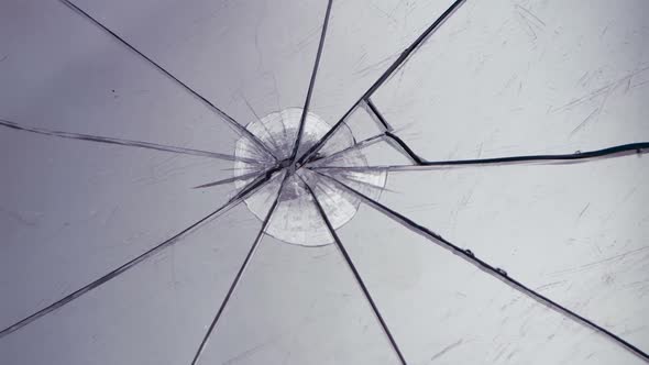 Glass Lies on the Table, Broken Into Pieces. Close Up
