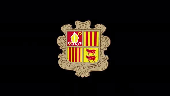 Coat Of Arms Of Andorra With Alpha Channel  - 4K