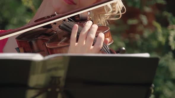 Young Pretty Girl Violinist Playing the Violin