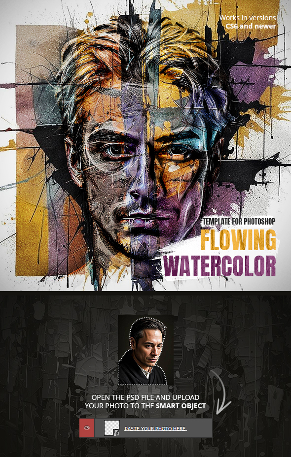 Flowing Watercolor Template for Photoshop