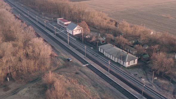 Empty Railway Station with Rails