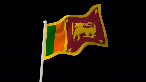 Sri Lanka Flag Flying Animated Black Background